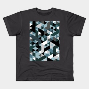 Distorted Geometric in Blues, Greens and Greys Kids T-Shirt